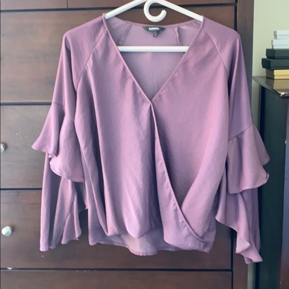 Express Mauve Ruffle Sleeve Blouse